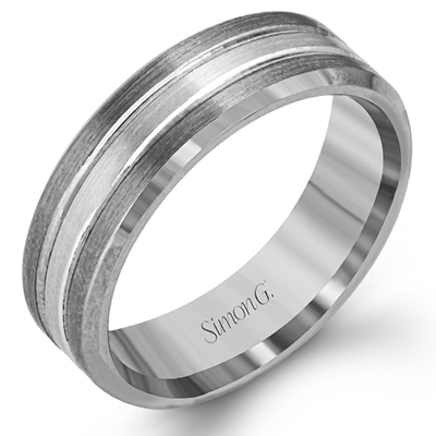 Simon G. LP2189 men's grey and Platinum brushed wedding band