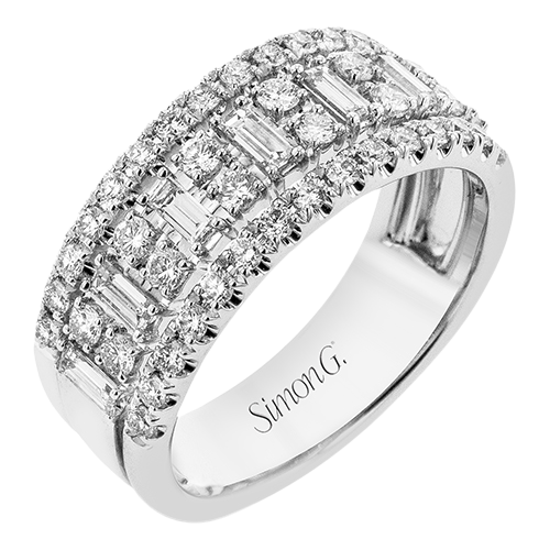 Simon G. 18K White Gold Baguette & Round Diamond Fashion Ring