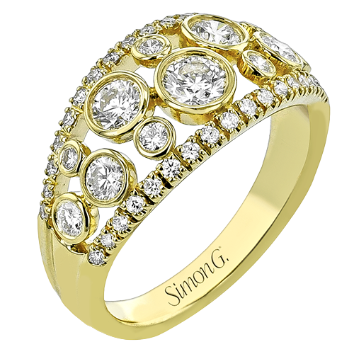 Simon G. LR5005 bezel set diamond right hand ring in yellow gold