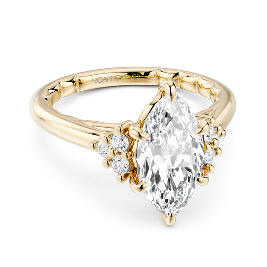 Noam Carver Yellow Gold Luna Marquise Cut Cluster Diamond Engagement Ring