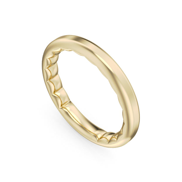 Noam Carver Yellow Gold 3MM Luna High Polish Cigar High Polish Wedding Band