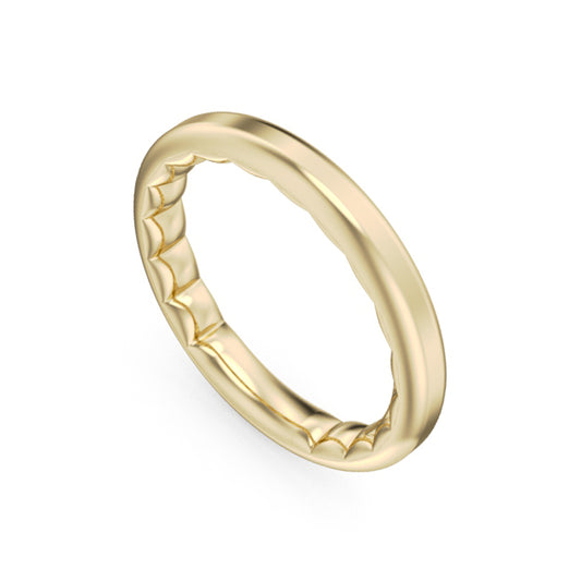Noam Carver Yellow Gold 3MM Luna High Polish Cigar High Polish Wedding Band