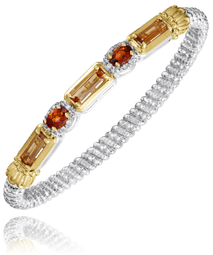 Vahan Sterling Silver & Yellow Gold Colorful Gemstone Citrine Bangle Bracelet