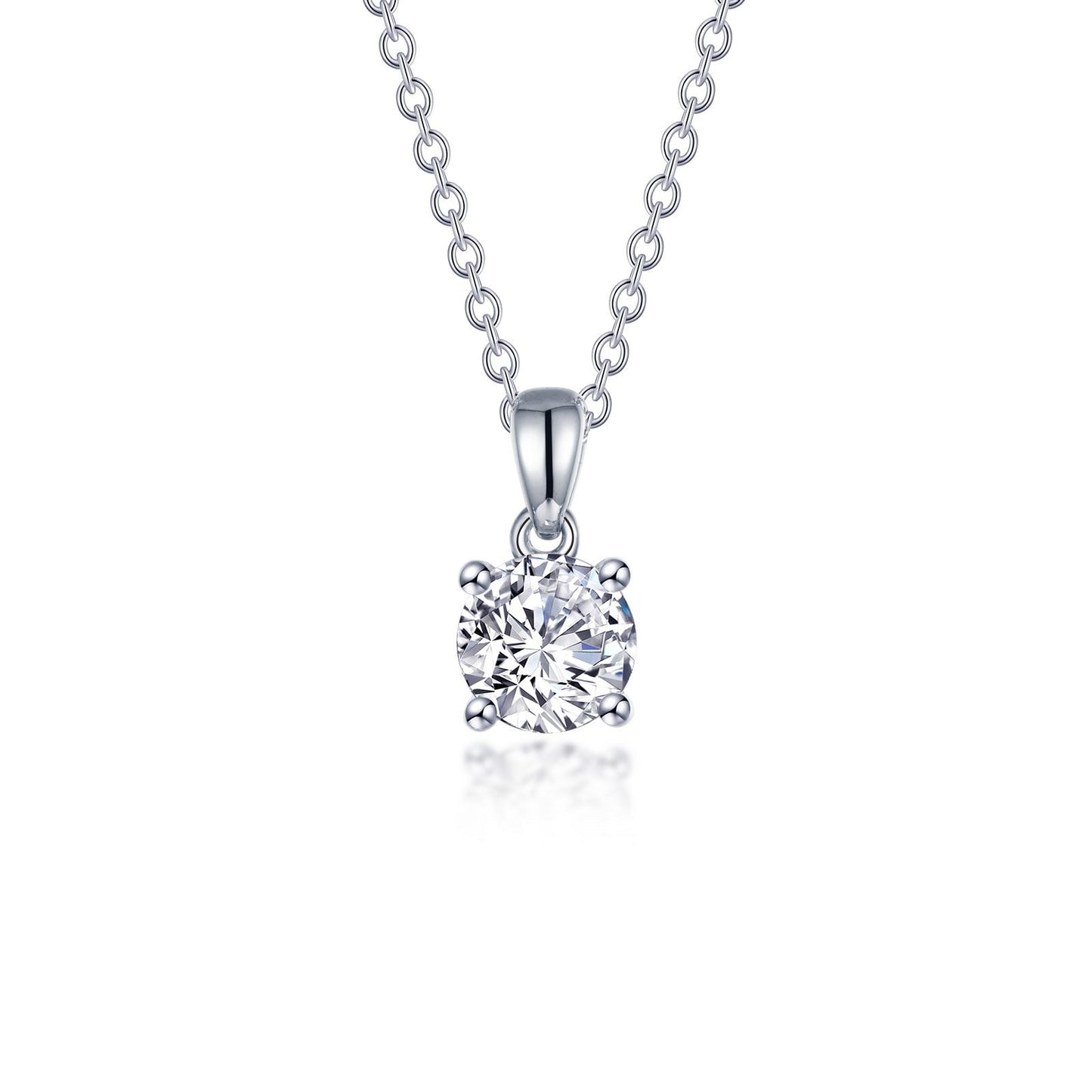 Lafonn Platinum Plated Classic 1.5 Carat Round Cut Simulated Diamond Solitaire Four Prong Pendant Necklace