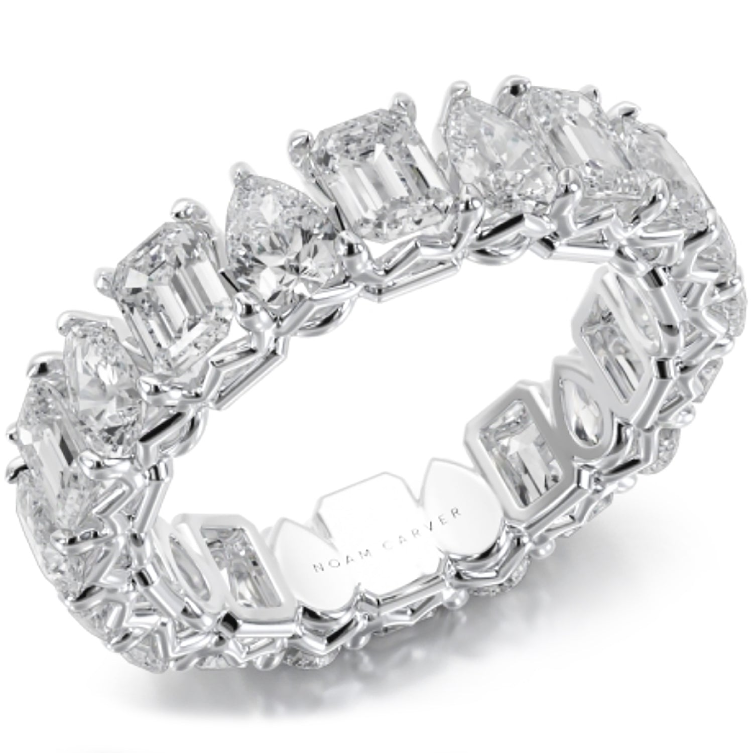 Noam Carver White Gold North-South Lab-Grown Pear & Emerald Cut Diamond Eternity Band
