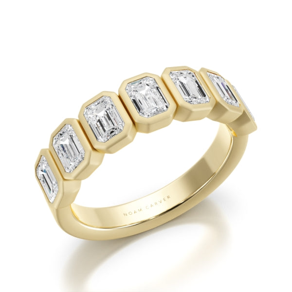 Noam Carver 14k Yellow Gold North-South Bezel Set Emerald Cut Lab-Grown Diamond Semi-Eternity Band