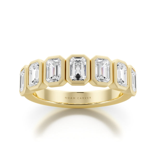 Noam Carver 14k Yellow Gold North-South Bezel Set Emerald Cut Lab-Grown Diamond Semi-Eternity Band