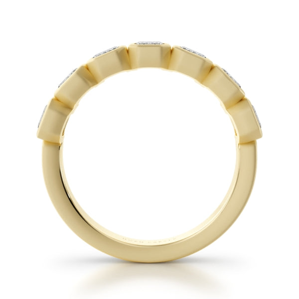 Noam Carver 14k Yellow Gold North-South Bezel Set Emerald Cut Lab-Grown Diamond Semi-Eternity Band