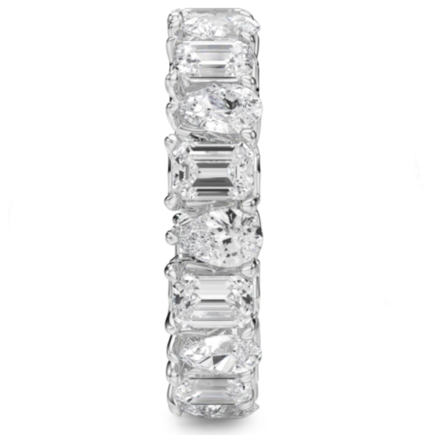 Noam Carver White Gold North-South Lab-Grown Pear & Emerald Cut Diamond Eternity Band