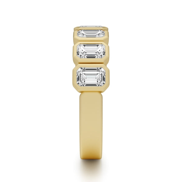 Noam Carver 14k Yellow Gold North-South Bezel Set Emerald Cut Lab-Grown Diamond Semi-Eternity Band