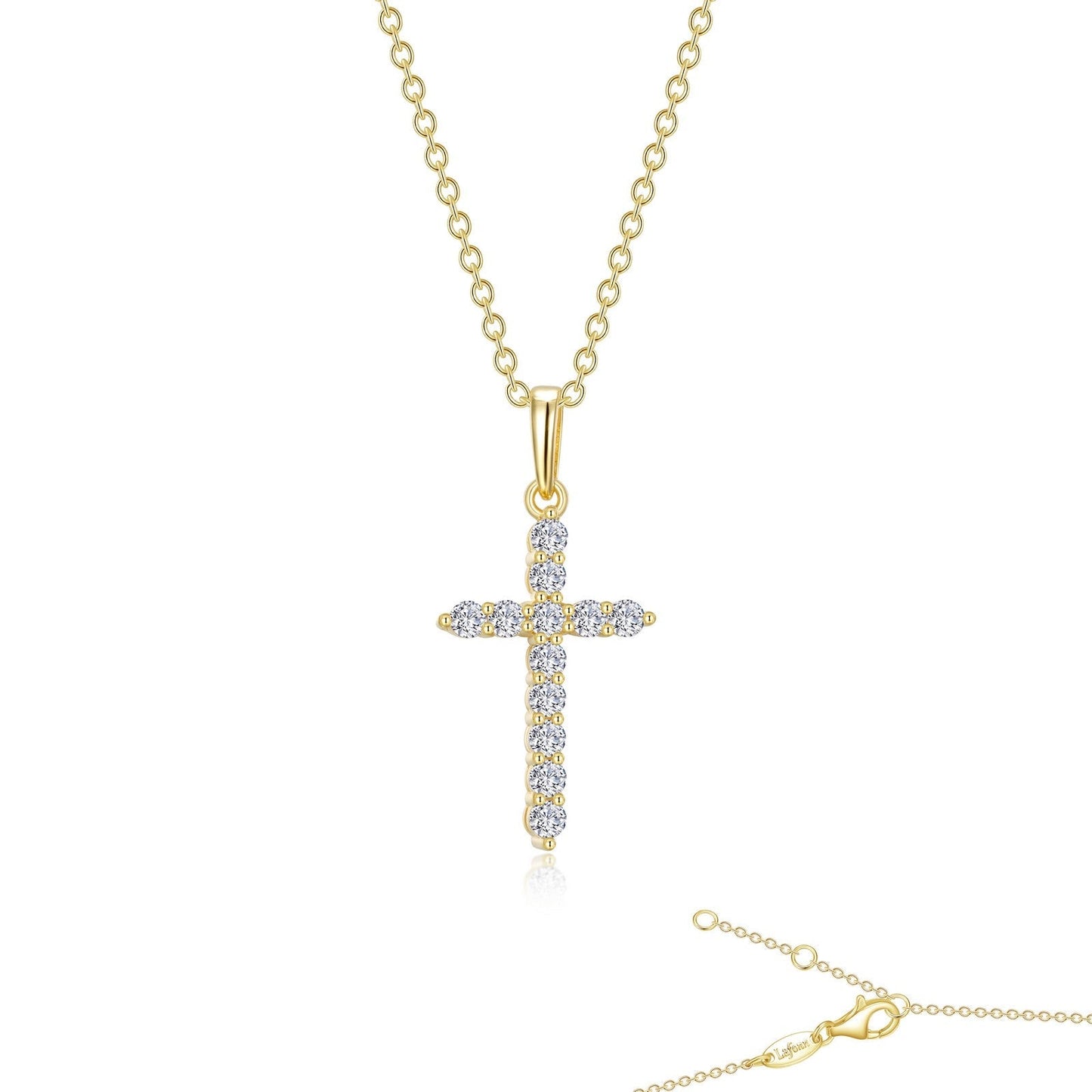 Lafonn TR Gold over Sterling Silver Simulated Diamond Classic Cross Pendant