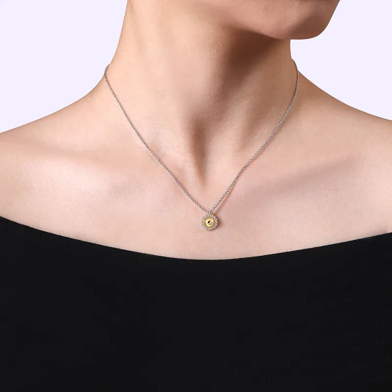 Gabriel & Co. Bujukan Two-Tone Pendant Necklace in 14K Yellow Gold & Sterling Silver When Worn