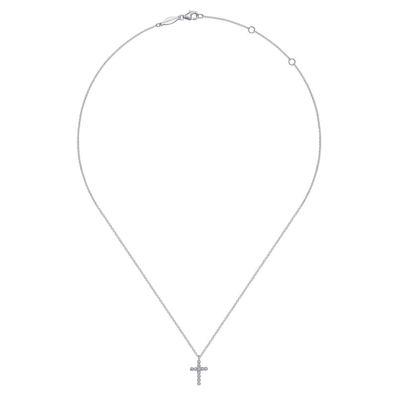 Gabriel & Co. Center Diamond Cross Pendant Necklace in Sterling Silver