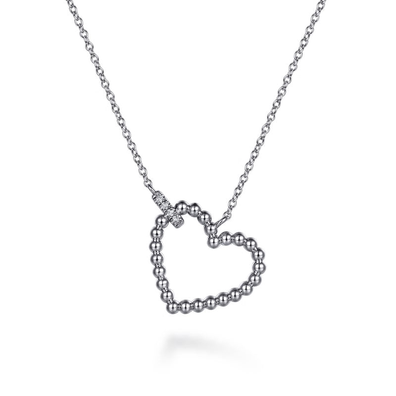Gabriel & Co. Bujukan Diamond Heart Pendant Necklace in Sterling Silver | 0.02 CTW Diamonds | Ben Garelick Jewelers