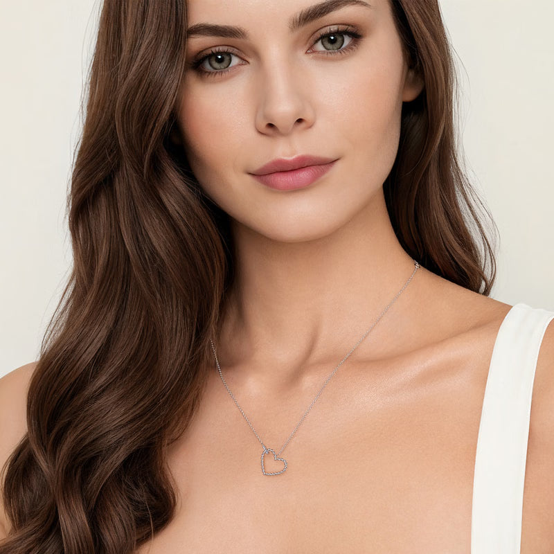 Gabriel & Co. Bujukan Diamond Heart Pendant Necklace in Sterling Silver | 0.02 CTW Diamonds | Ben Garelick Jewelers