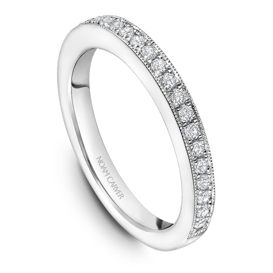 Noam Carver White Gold Millgrain Detail Diamond Wedding Band