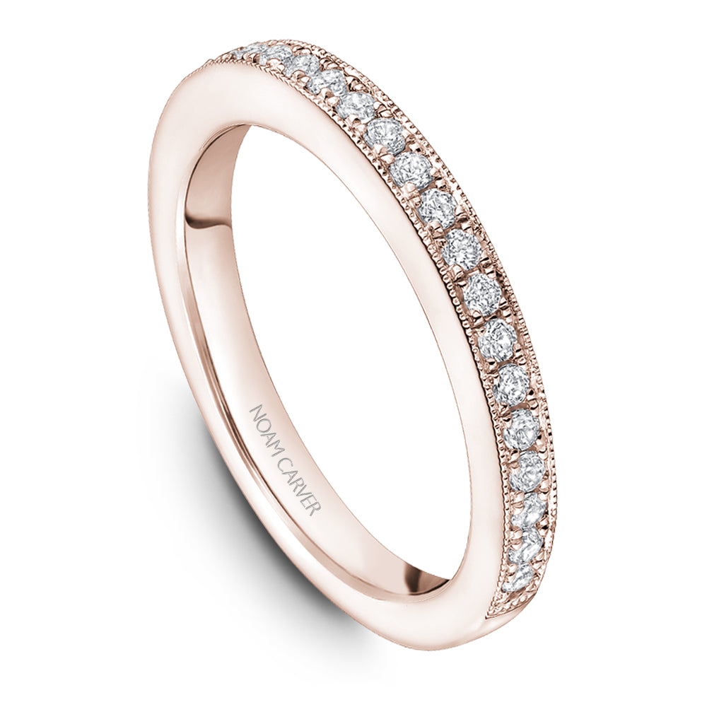Noam Carver Rose Gold Millgrain Detail Diamond Wedding Band
