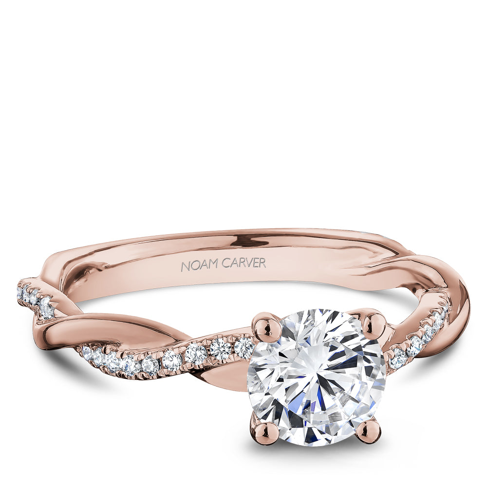 Noam Carver Rose Gold  Round Cut Twist Diamond Engagement Ring