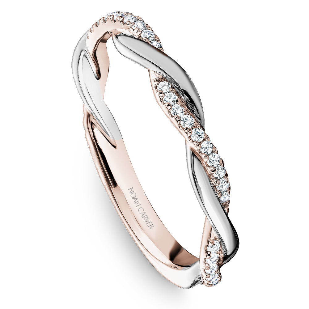 Noam Carver Two-Tone White & Rose Gold Twist Diamond Wedding Band