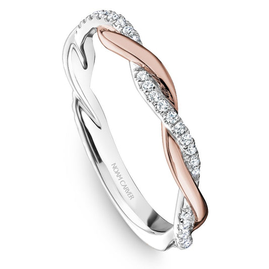 Noam Carver Two-Tone Rose & White Gold Twist Diamond Wedding Band