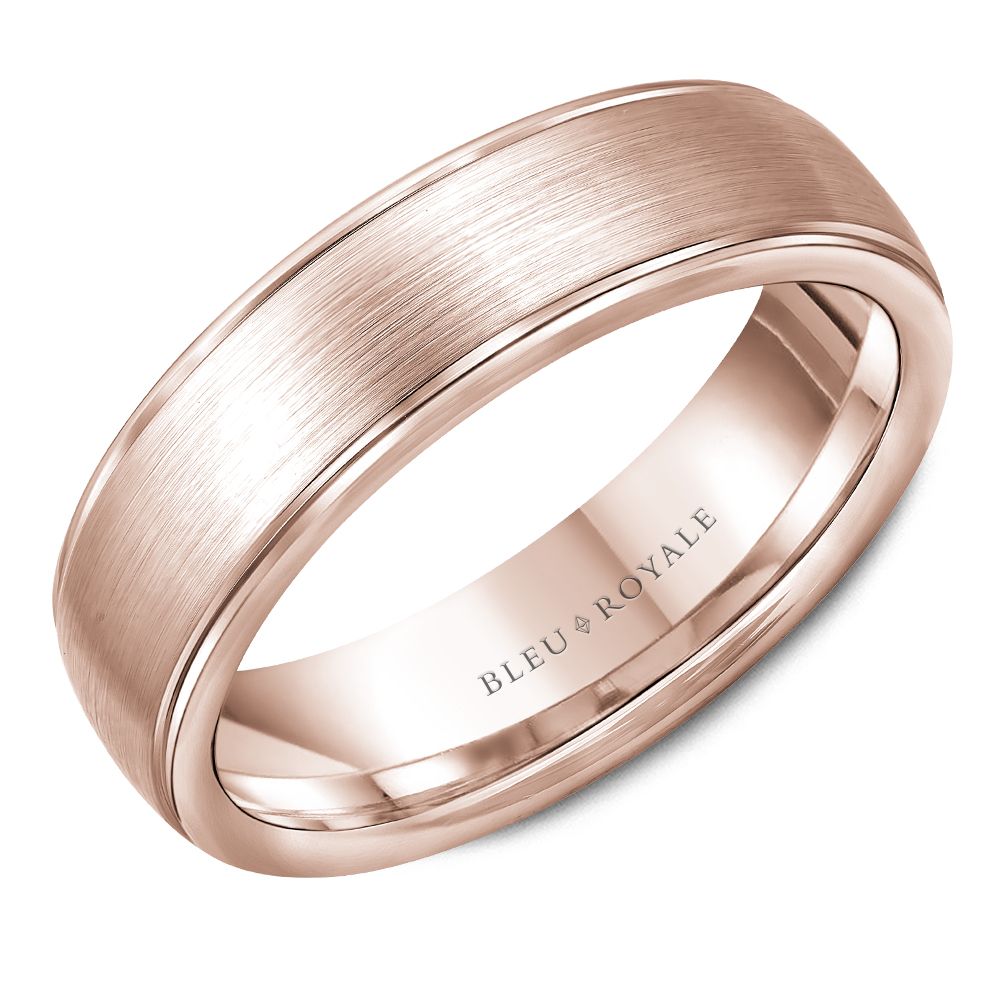 Bleu Royale 14K Rose Gold Sandpaper Finish Men's Wedding Band