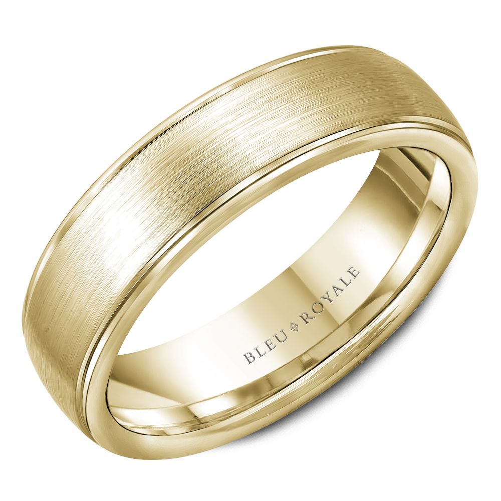 Bleu Royale 14K Yellow Gold Sandpaper Finish Men's Wedding Band