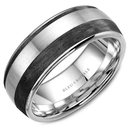 Bleu Royale White Gold Double Black Carbon Stripe Wedding Band