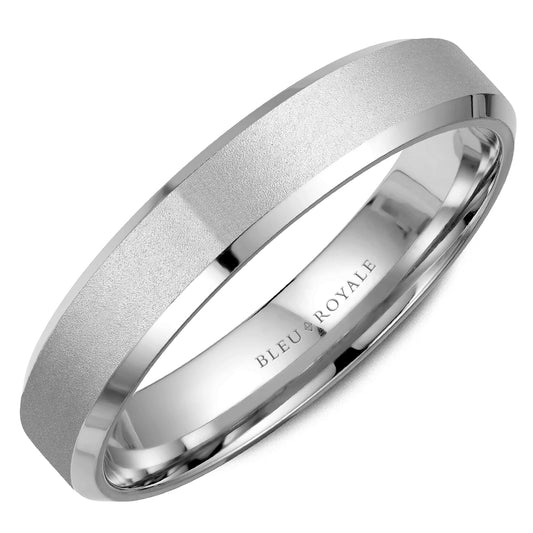 Bleu Royale White Gold Sandblast Center Wedding Band