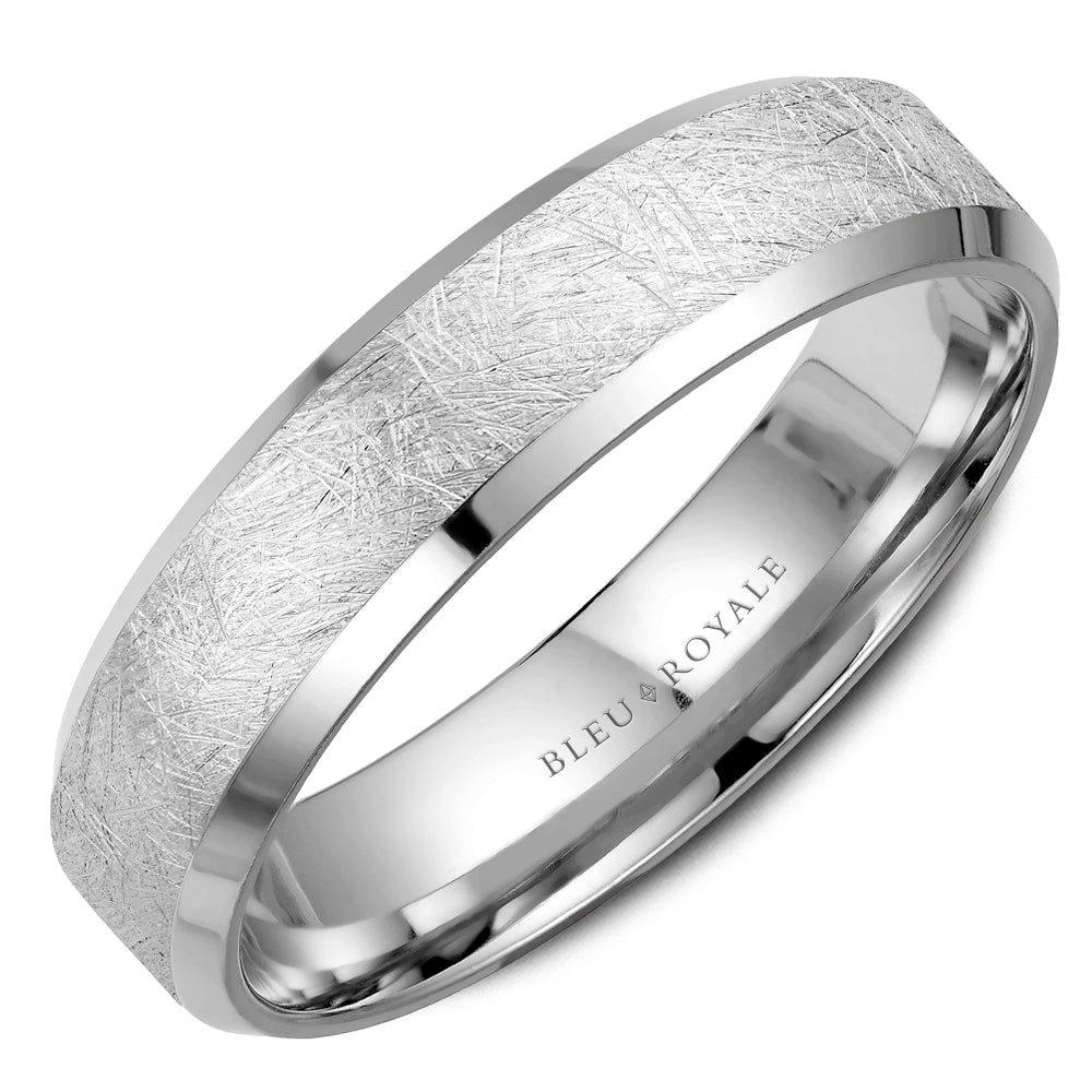 Bleu Royale 14K White Gold Diamond Brush Wedding Band