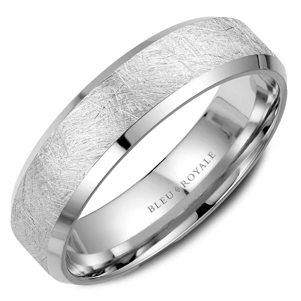 Bleu Royale 14K White Gold Diamond Brush Wedding Band