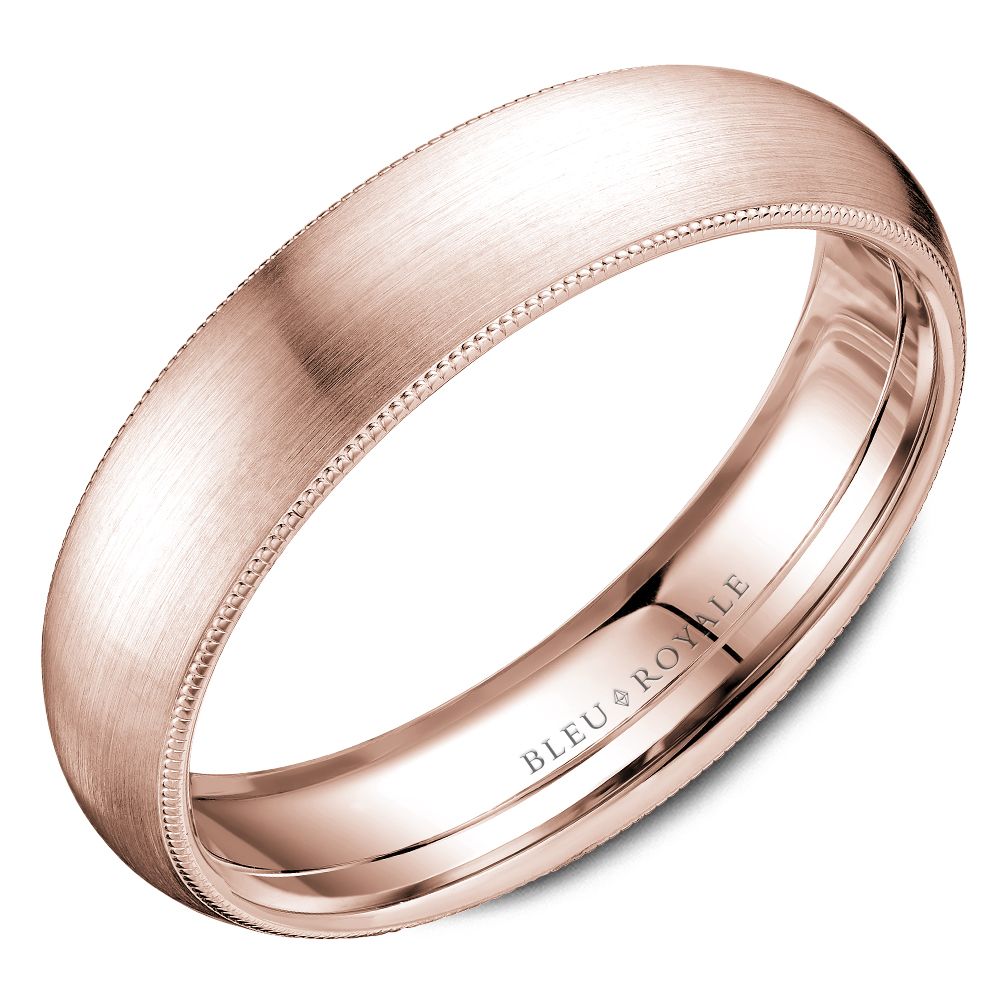 Bleu Royale Rose Gold Sandpaper Top Wedding Band