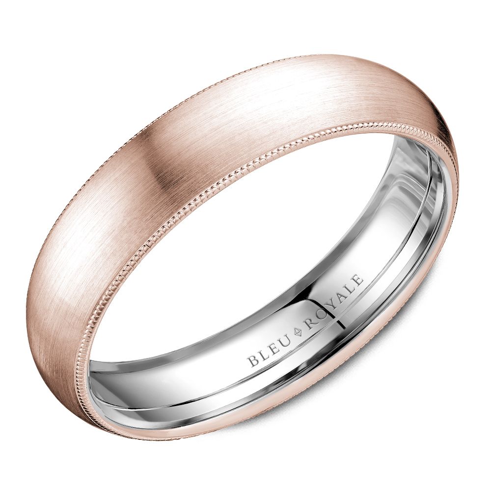 Bleu Royale Two-Tone Rose & White Gold Sandpaper Top Wedding Band