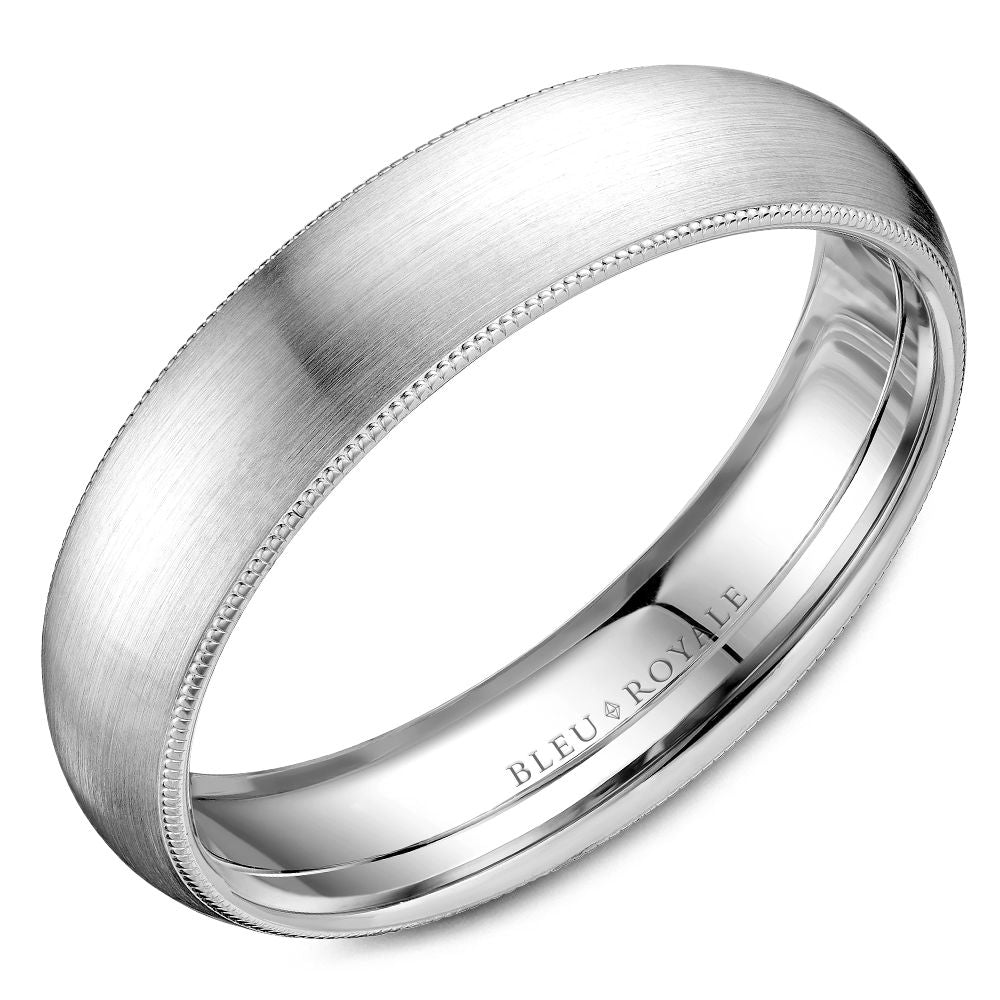 Bleu Royale Two-Tone White Gold Sandpaper Top Wedding Band