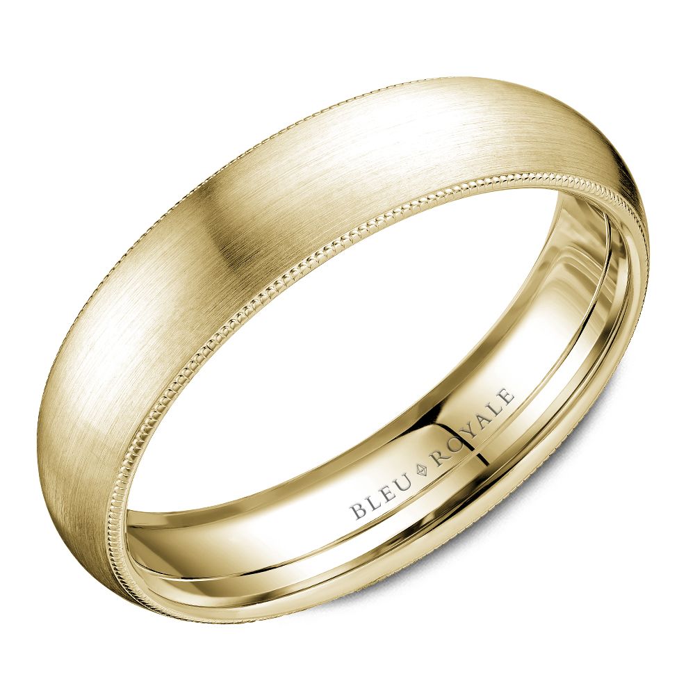 Bleu Royale Yellow Gold Sandpaper Top Wedding Band