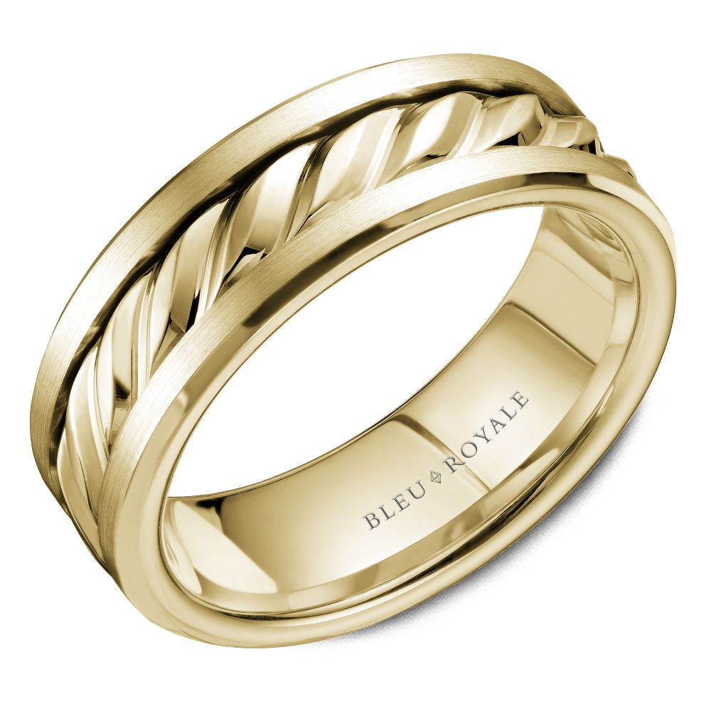 Bleu Royale Yellow Gold Rope Twist Textured Wedding Band