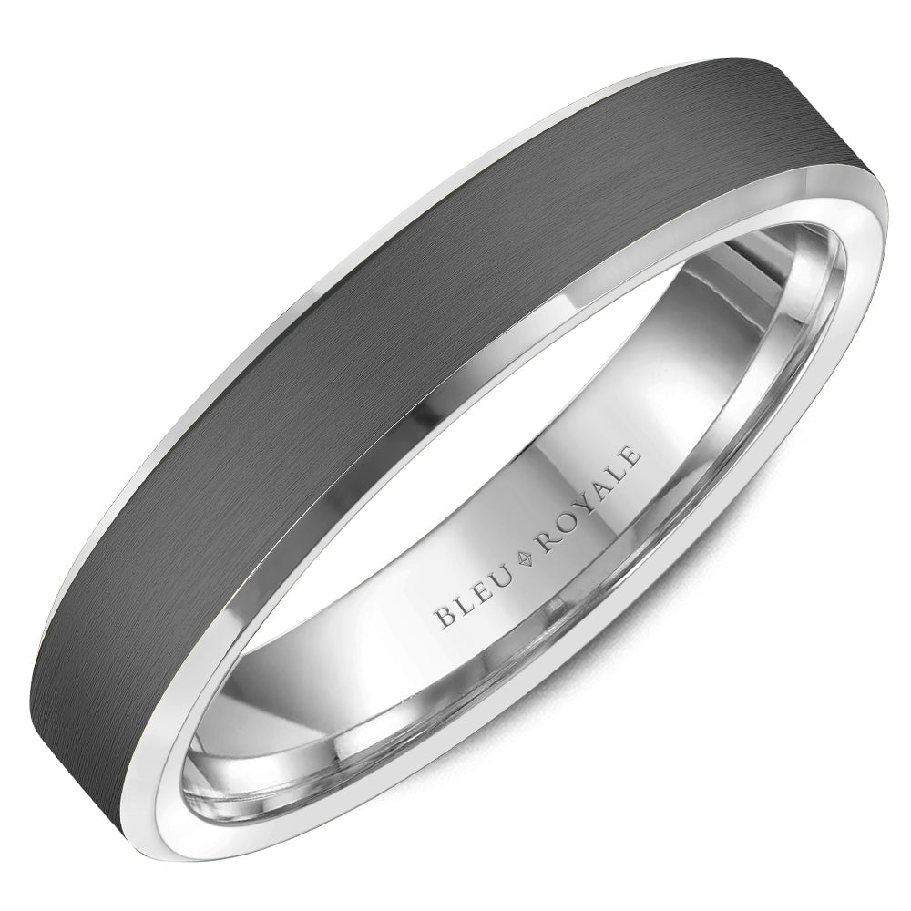Bleu Royale 14K White Gold Tantalum Center High Polished Edge Wedding Band