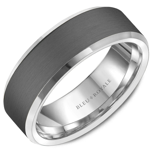Bleu Royale 14K White Gold Tantalum Center High Polished Edge Wedding Band