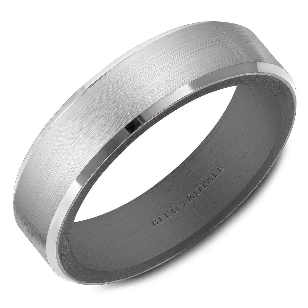 Bleu Royale Satin Finish White Gold with Tantalum Inside Wedding Band