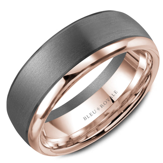 Bleu Royale Contemporary Two-Tone Rose Gold & Tantalum Wedding Band