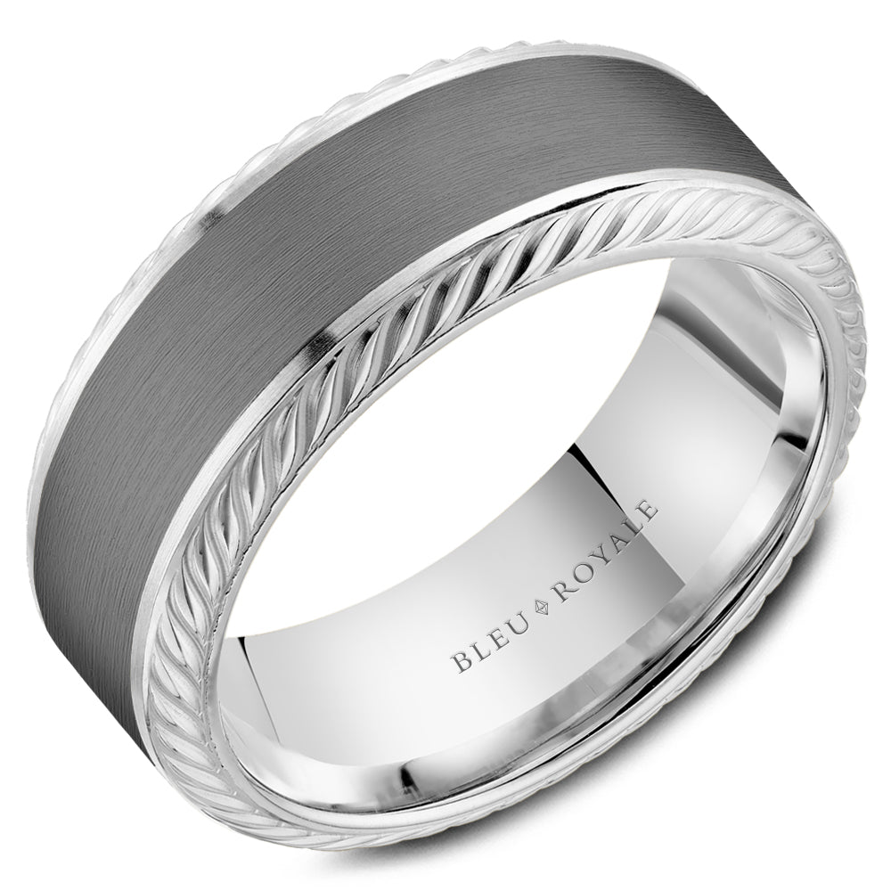 Bleu Royale Tantalum & White Gold Rope Texture Wedding Band