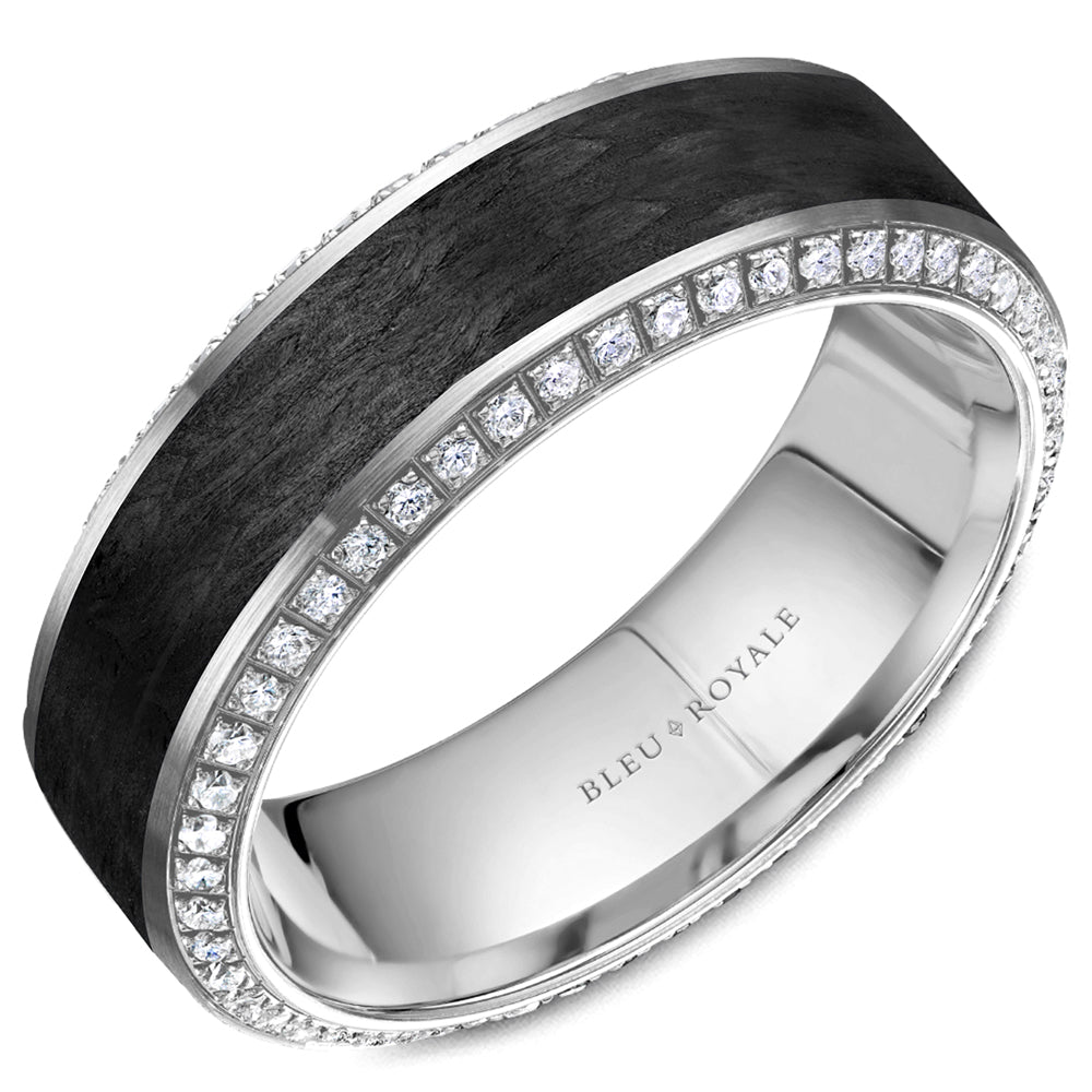 Bleu Royale White Gold & Carbon Fiber Diamond Eternity Wedding Band