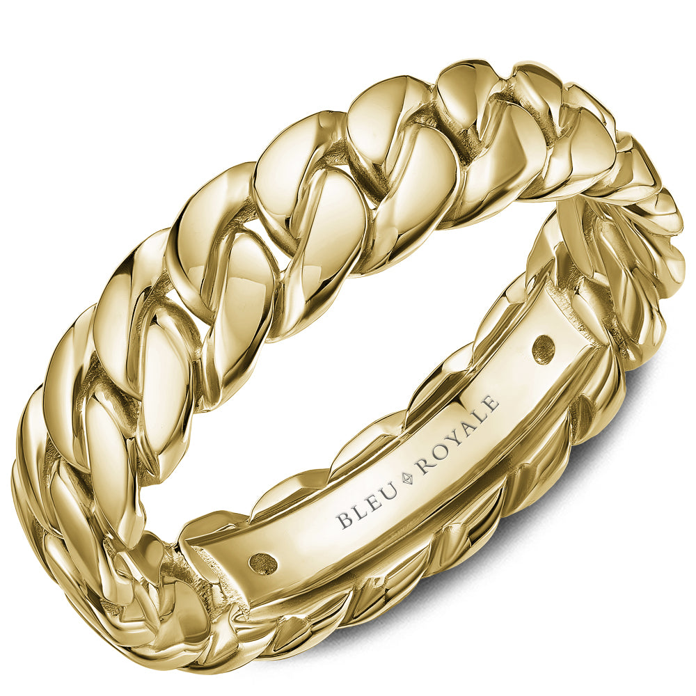 Bleu Royale RYL-233Y6 14K Yellow Gold High Polish Chain Link Style Wedding Band - Front View