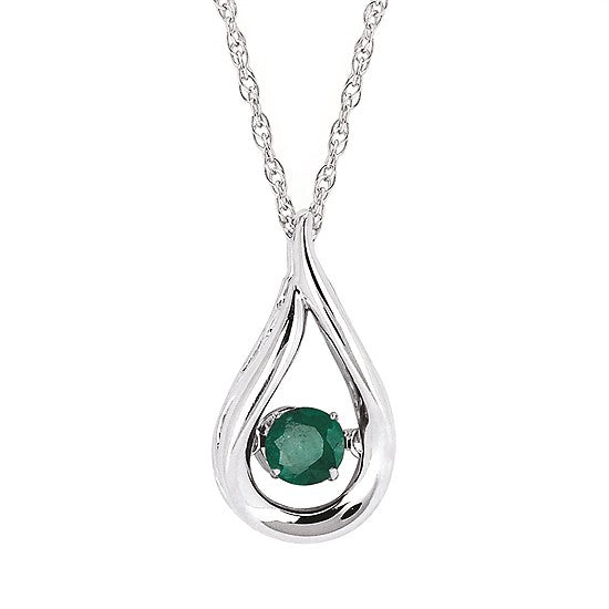 Ben Garelick sterling silver teardrop pendant with a round emerald birthstone
