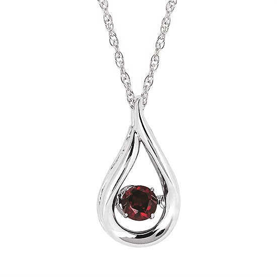 Ben Garelick sterling silver teardrop pendant with a round garnet birthstone