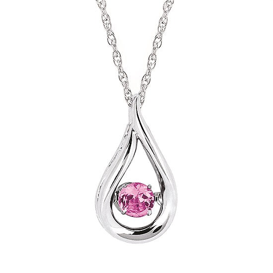 Ben Garelick sterling silver teardrop pendant with a round pink tourmaline birthstone
