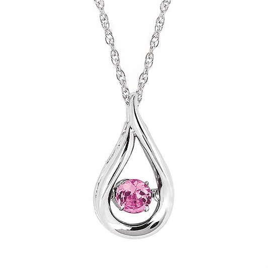 Ben Garelick sterling silver teardrop pendant with a round pink tourmaline birthstone