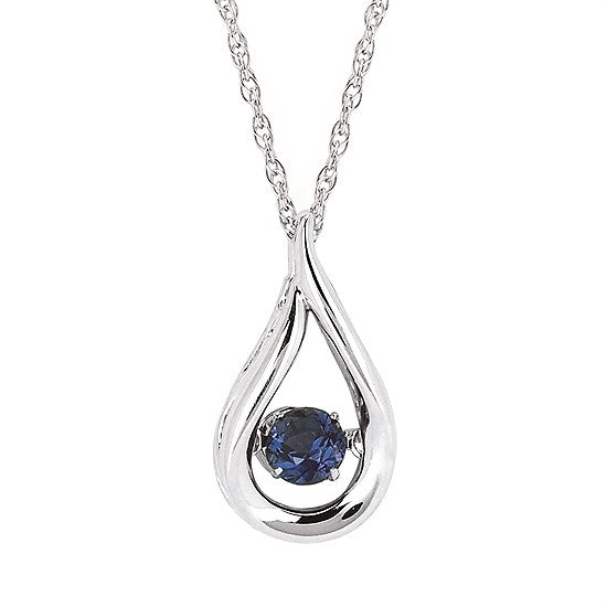 Ben Garelick sterling silver teardrop pendant with a round sapphire birthstone