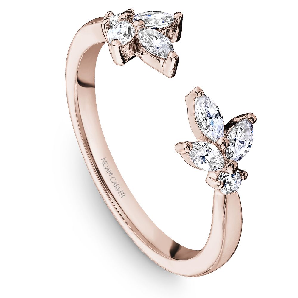 Noam Carver Rose Gold Marquise Cut Flair Diamond Stackable Ring