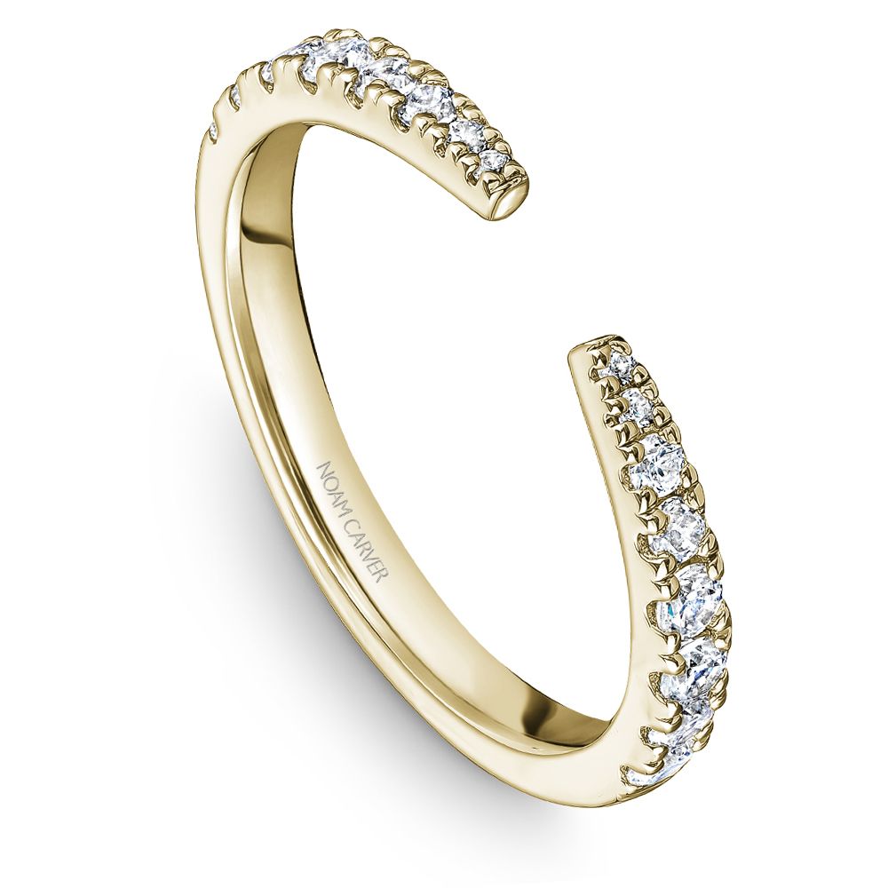 Noam Carver Yellow Gold Prong Set Split Diamond Stackable Band
