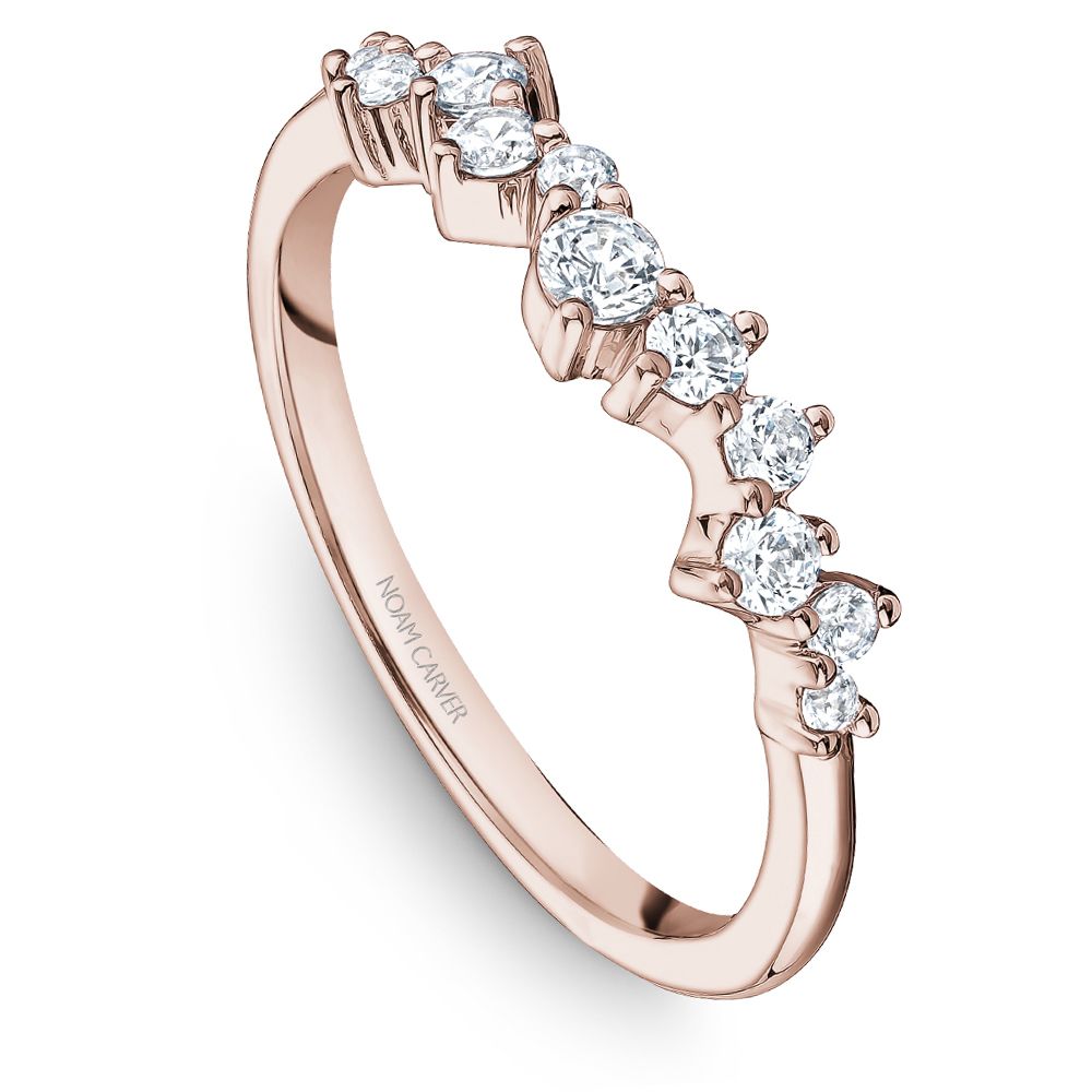 Noam Carver Rose Gold Asymmetrical Round Cut Diamond Wedding Band